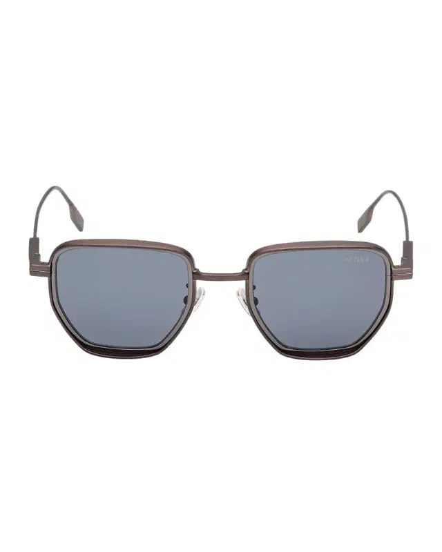 ZEGNA Men 's Round Metal and Acetate Sunglasses