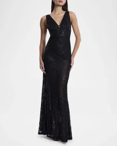 BCBGMAXAZRIA Sequin-Embellished Cutout Gown | Thumbnail 2 BCBGMAXAZRIA Sequin-Embellished Cutout Gown | Thumbnail 2
