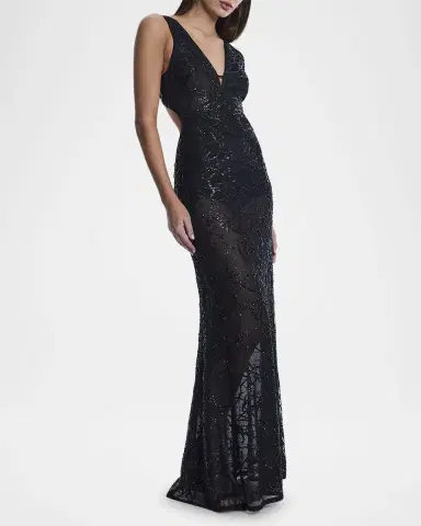 BCBGMAXAZRIA Sequin-Embellished Cutout Gown | Thumbnail 4 BCBGMAXAZRIA Sequin-Embellished Cutout Gown | Thumbnail 4