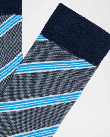 Neiman Marcus Men's Diagonal Birdseye Crew Socks | Thumbnail 1 Neiman Marcus Men's Diagonal Birdseye Crew Socks | Thumbnail 1