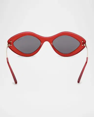 Pucci Logo Acetate & Metal Oval Sunglasses | Thumbnail 4