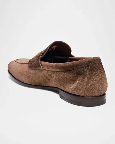 Santoni Men's Carlos Suede Penny Loafers | Thumbnail 3 Santoni Men's Carlos Suede Penny Loafers | Thumbnail 3