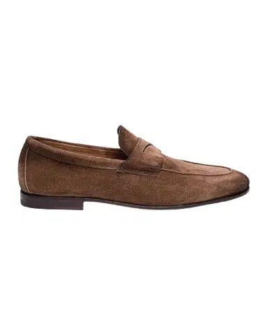 Santoni Men's Carlos Suede Penny Loafers | Thumbnail 1 Santoni Men's Carlos Suede Penny Loafers | Thumbnail 1