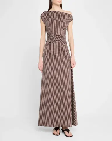 STAUD Phare Striped Asymmetric Maxi Dress | Thumbnail 2