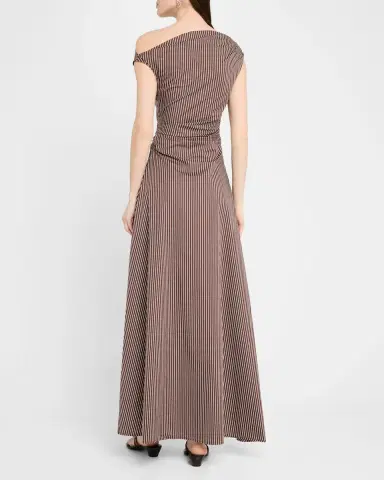 STAUD Phare Striped Asymmetric Maxi Dress | Thumbnail 3