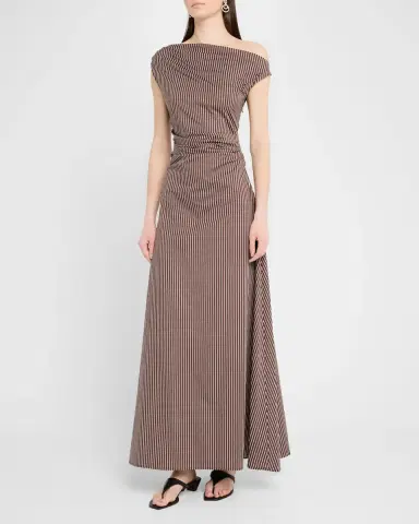 STAUD Phare Striped Asymmetric Maxi Dress | Thumbnail 4