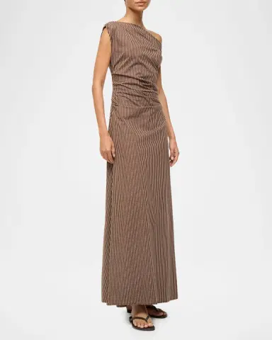 STAUD Phare Striped Asymmetric Maxi Dress | Thumbnail 6