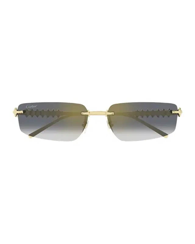 Cartier Rimless Metal Rectangle Sunglasses