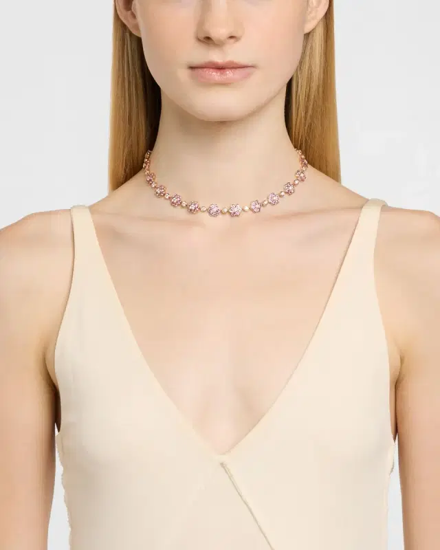 18K Rose Gold Pink Sapphire and Diamond Flora Choker