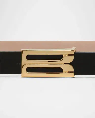 Victoria Beckham Frame B-Logo Micro Leather Belt | Thumbnail 3
