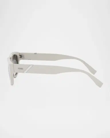 Fendi Men's Diagonal Acetate Rectangle Sunglasses | Thumbnail 4