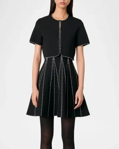 Maje Musselier Stretch Knit Cropped Cardigan | Thumbnail 4 Maje Musselier Stretch Knit Cropped Cardigan | Thumbnail 4