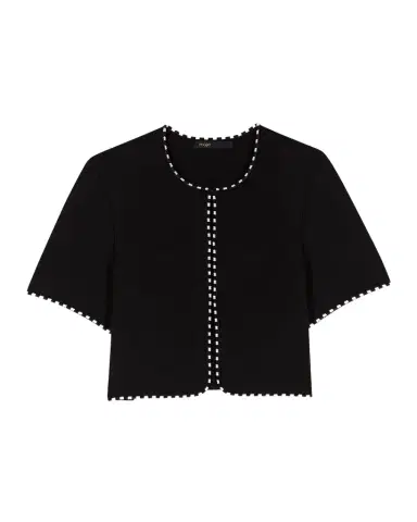 Maje Musselier Stretch Knit Cropped Cardigan | Thumbnail 1 Maje Musselier Stretch Knit Cropped Cardigan | Thumbnail 1