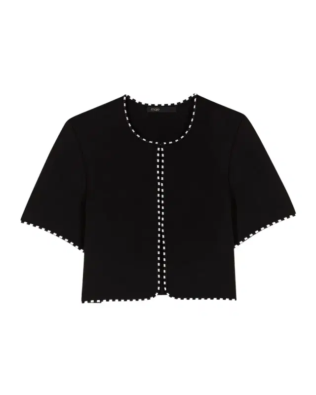 Maje Musselier Stretch Knit Cropped Cardigan