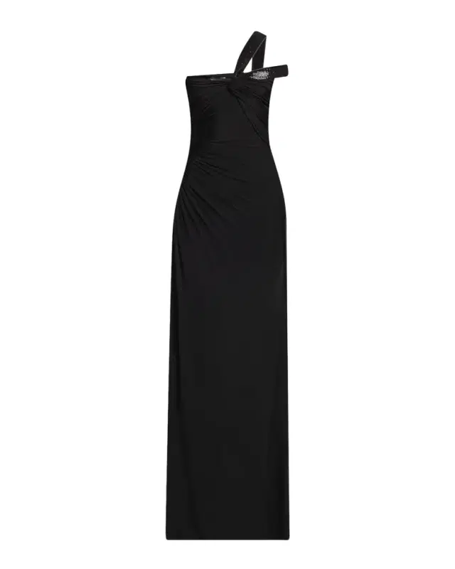 Sequin Twisted One-Shoulder Jersey Slit Gown