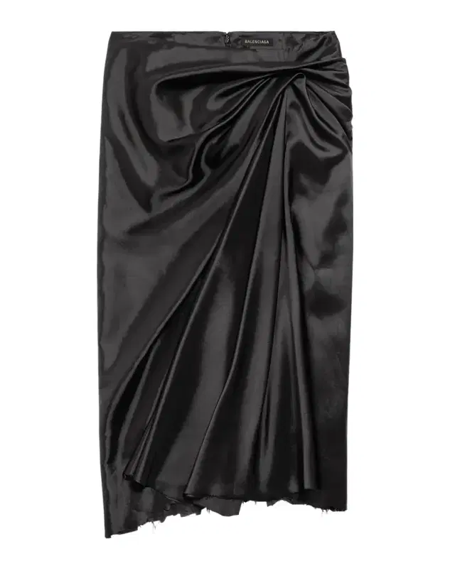 Draped Satin Midi Skirt