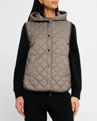 Brunello Cucinelli Quilted Nylon Padded Thermal Hooded Vest | Thumbnail 3 Brunello Cucinelli Quilted Nylon Padded Thermal Hooded Vest | Thumbnail 3