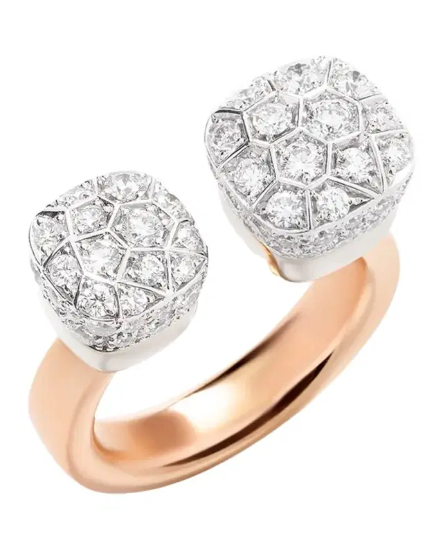 Nudo Toi et Moi 18K Rose Gold White Diamond Ring