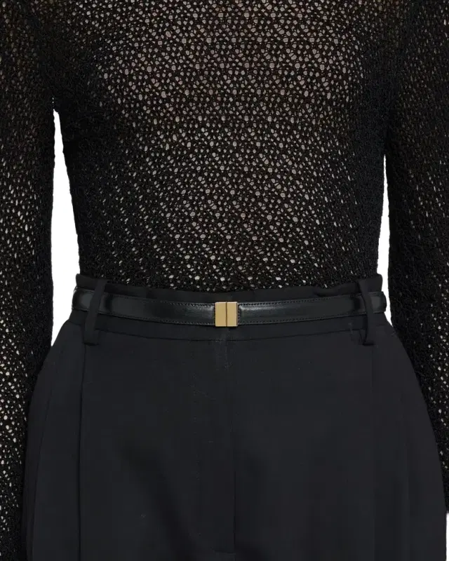 Slide Buckle Leather Skinny Belt