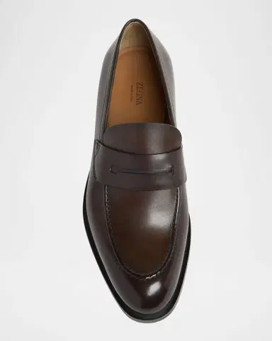 ZEGNA Men's Calfskin Penny Loafers | Thumbnail 6 ZEGNA Men's Calfskin Penny Loafers | Thumbnail 6