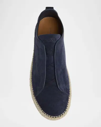 Zegna Men's Triple Stitch Suede Espadrille Sneakers | Thumbnail 4 Zegna Men's Triple Stitch Suede Espadrille Sneakers | Thumbnail 4