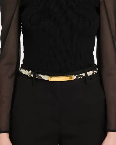 TOM FORD Croc-Embossed Leather Skinny Belt | Thumbnail 2