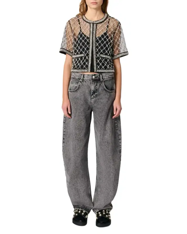 Lione Sizelle Embroidered Tulle Top