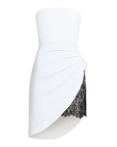 BCBGMAXAZRIA Strapless Lace-Inset Pleated Mini Dress | Thumbnail 1 BCBGMAXAZRIA Strapless Lace-Inset Pleated Mini Dress | Thumbnail 1