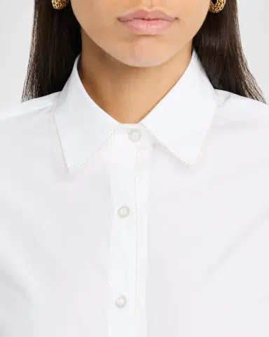 Fabiana Filippi Tulle & Filo Diamante-Trim Poplin Shirt | Thumbnail 5 Fabiana Filippi Tulle & Filo Diamante-Trim Poplin Shirt | Thumbnail 5