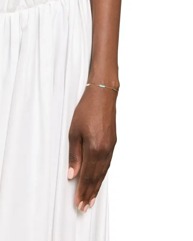 14K Yellow Gold Inlay Station Bracelet