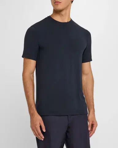 Giorgio Armani Men's Textured Stretch T-Shirt | Thumbnail 4 Giorgio Armani Men's Textured Stretch T-Shirt | Thumbnail 4
