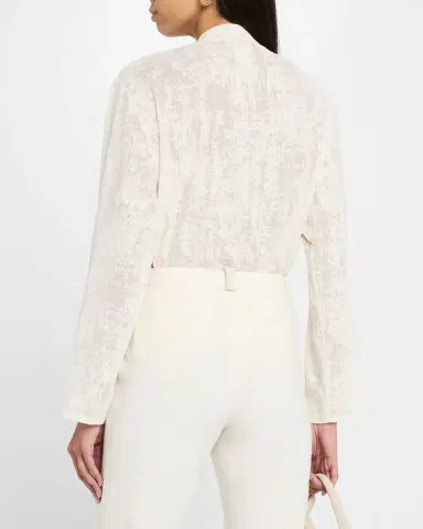 FABIANA FILIPPI Burnout Tie-Neck Blouse | Thumbnail 2
