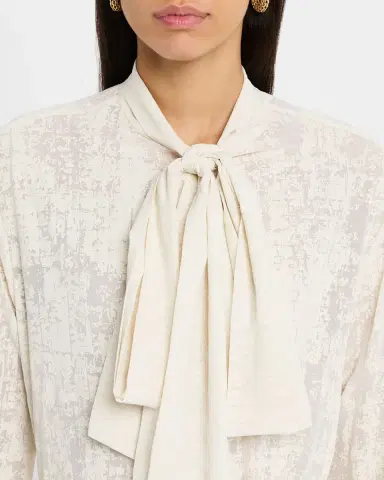 FABIANA FILIPPI Burnout Tie-Neck Blouse | Thumbnail 4