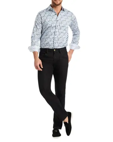 Robert Graham Men 's Feragen Denim Straight Fit Five-Pocket Pants | Thumbnail 1