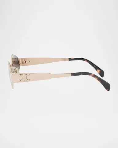 Celine Men's Triomphe Metal and Nylon Oval Sunglasses | Thumbnail 4