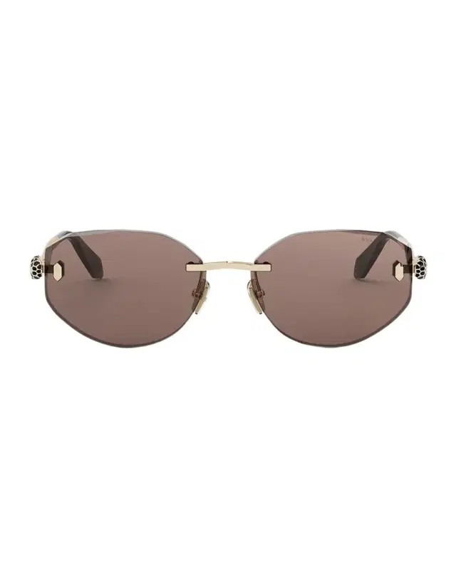 Serpenti Forever Rimless Oval Metal Sunglasses
