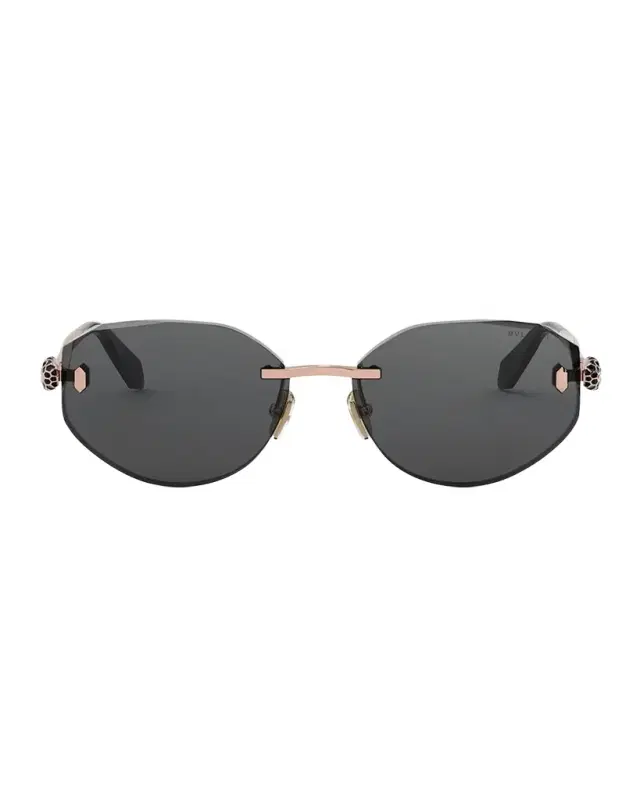 BVLGARI Serpenti Forever Rimless Oval Metal Sunglasses