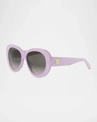 Celine Triomphe Logo Oval Acetate Sunglasses | Thumbnail 2 Celine Triomphe Logo Oval Acetate Sunglasses | Thumbnail 2