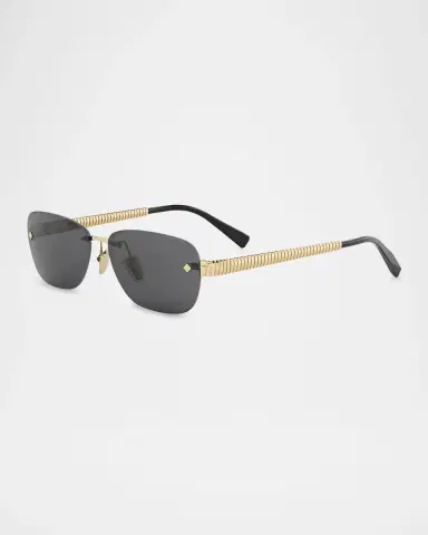 BVLGARI Tubogas Rimless Metal Rectangular Sunglasses | Thumbnail 2