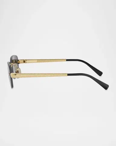 BVLGARI Tubogas Rimless Metal Rectangular Sunglasses | Thumbnail 3