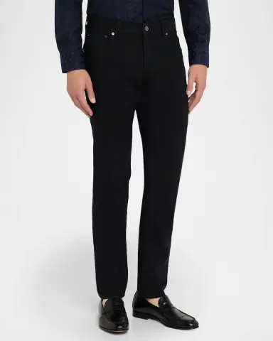 Etro Men 's Tonal Jacquard Denim Straight-Leg Jeans | Thumbnail 3