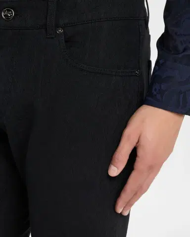 Etro Men 's Tonal Jacquard Denim Straight-Leg Jeans | Thumbnail 4