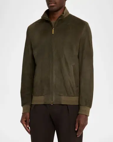 Stefano Ricci Men's Suede Full-Zip Jacket | Thumbnail 4