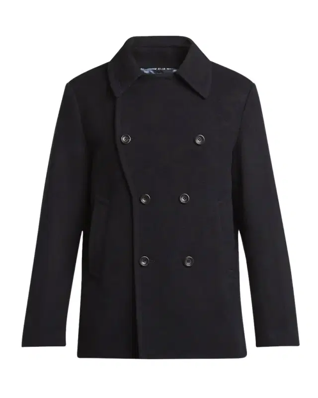 Men 's Wool Tonal Jacquard Pea Coat
