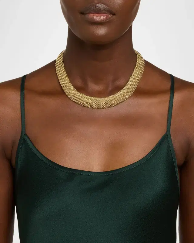18K Yellow Gold Via Ornato Chicco Chain Necklace, 18mm