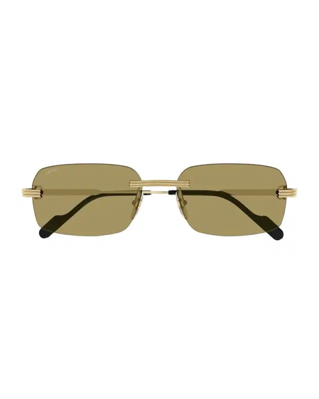 Cartier Men 's Rimless Rectangle Metal Sunglasses