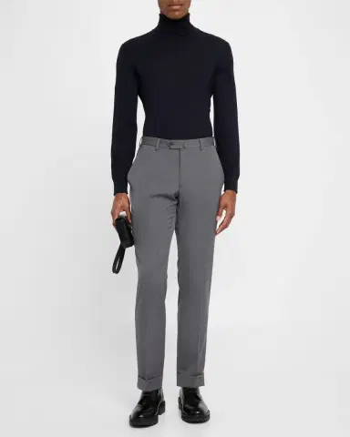 Emporio Armani Men's Wool Tonal Stripe Trousers | Thumbnail 2 Emporio Armani Men's Wool Tonal Stripe Trousers | Thumbnail 2