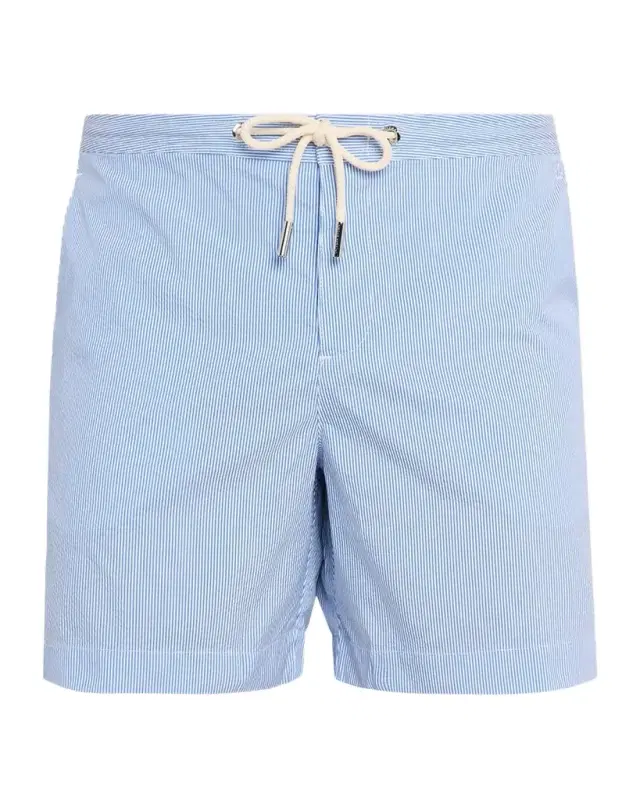 Men 's Bulldog Mid-Length Seersucker Stripe Swim Shorts