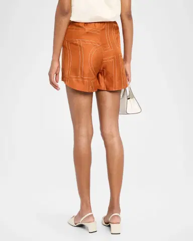 TOTEME Monogram Embroidered Silk Pajama Shorts | Thumbnail 3 TOTEME Monogram Embroidered Silk Pajama Shorts | Thumbnail 3