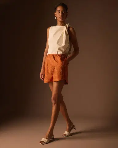 TOTEME Monogram Embroidered Silk Pajama Shorts | Thumbnail 5 TOTEME Monogram Embroidered Silk Pajama Shorts | Thumbnail 5